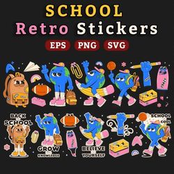 Retro School Stickers - Back To School - Motivational Slogan - Education