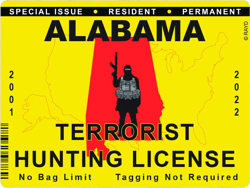 Alabama Terrorist Hunting Permit Sticker Self Adhesive Vinyl License AL - C2821