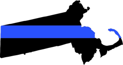 Massachusetts State Shaped The Thin Blue Line Sticker Self Adhesive Vinyl police support MA V2 - C3444