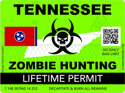 Zombie Tennessee State Hunting Permit Sticker Self Adhesive Vinyl TN - C3000