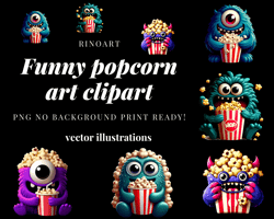 Popcorn Monsters Clipart Collection - Digital Download