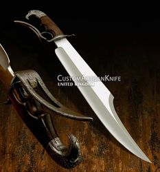 Rare XL 23" custom heavy duty bowie knife | Hand forged Damascus guard & but cap