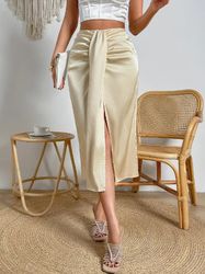 Skirt Sewing pattern, Drape Front, Split Thigh, PDF, XS-XL, easy to sew