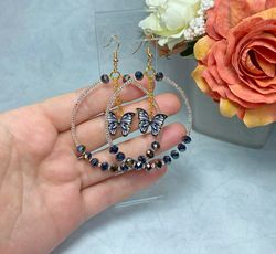 Earrings with butterflies. Handmade jewelry. Individual design.