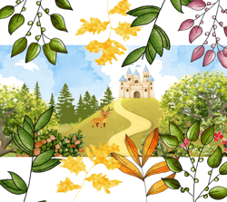 Green Colorful Watercolor Fairy Tale Forest Castle Desktop Wallpaper