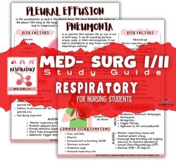 Respiratory Study Guide, Med Surg I/II Respiratory Bundle for Nursing Students Respiratory Study Sheets, Nursing Bundle,