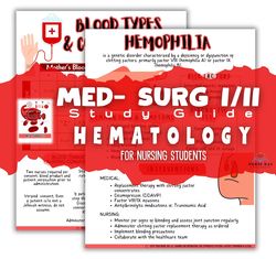 Hematology Study Guide, Nursing Med-Surg I/II Hematology Bundle for Nursing Students, Nursing School, Nursing Notes Temp