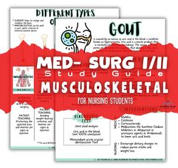 Musculoskeletal Study Guide, Nursing Med Surg I/II, Nursing Bundle, Nursing Notes, and Study Sheets for Nursing School a