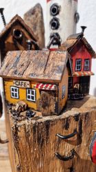 Handmade Driftwood and reclaimed wood little fisherman's village
