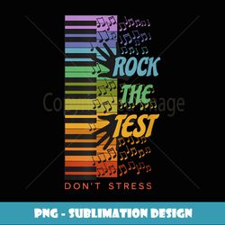 Rock The Test Testing Day Teacher Rainbow Keyboard Music - Elegant Sublimation PNG Download