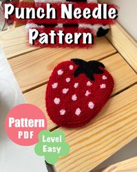 Strawberry Korean Style Pattern Punch Needle, Digital Pattern,Punch Needle Template, Drink Coasters, Cute Home decor