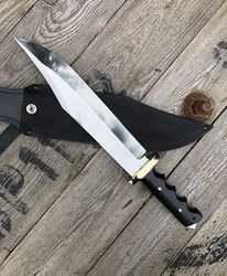 Custom Handmade D2 Steel Hunting Survival Bowie Knife Black Micarta Handle Knife.
