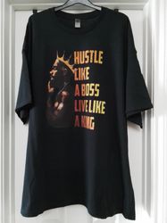 Hustle Like A Boss Live Like A King Graphic Print T-Shirt