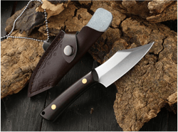 Premium Clip Point Fixed Blade Knife with D2 Steel Blade and Wood Handle