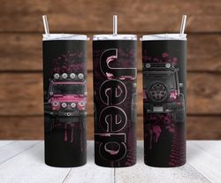 Black and Pink Jeep  Sublimation tumbler wrap 300DPI 20oz -30oz straight Wrap  included