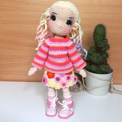 Crochet Enid doll Amigurumi doll crochet pattern PDF in English girlfriend Wednesday