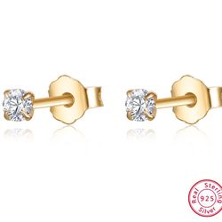 925 Sterling Silver Small Diamond Stud Earrings: Wedding & Engagement Jewelry Gift for Women