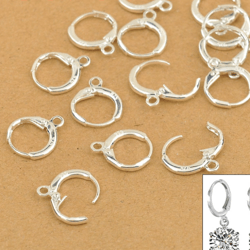 50 PCS DIY Korean Earrings: Genuine 925 Sterling Silver, 12MM Hoop Settings for Women's Fashion Jewelry Wholesale