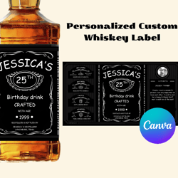 Whiskey Label Canva Template Personalized Custom Digital Download Groomsmen Gift Bachelorette Party Gifts for Him Dad