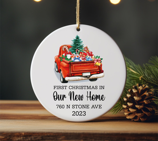 Our New Home Ornament, Personalized First Christmas in Our New Home Gift, 2023 First Home Gift, New House Ornament, House Warming Gift - 2.jpg