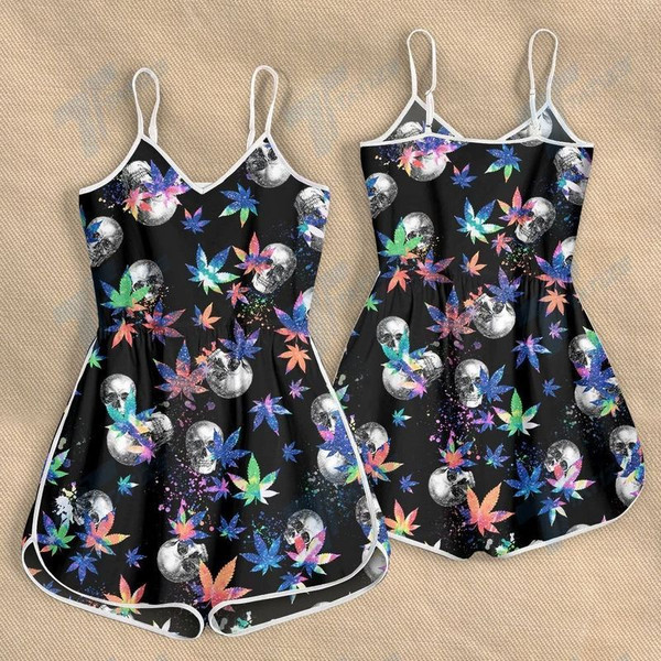 CANNABIS SKULL COLOR ROMPERS FOR WOMEN DESIGN 3D SIZE S - 3XL - CA102175.jpg