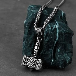 Thor hammer pendant, Viking nordic norse jewelry, Odin necklace, Celtic knot charm