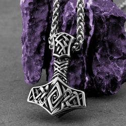 Thor hammer necklace, Stainless steel viking pendant, Mjolnir jewelry, Nordic, norse jewelry, Gift for men