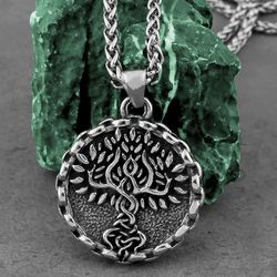 Yggdrasil pendant, Tree of life neckace, Stainless steel jewelry, Amulet, Talisman, Unisex gift