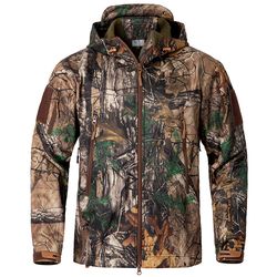 waterproof warm fleece hunting jackets mens silent soft shell camouflage tactical jacket outdoor hiking fishing hooded