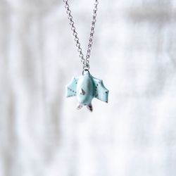 Tiny ceramic bat necklace Bat pendant Witchy necklace bat lover gift Whimsical ceramics Whimsical ceramic jewelry