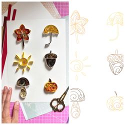 Set of patterns for Quilling - Fall icons - Autumn mood
