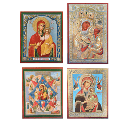HODEGETRIA set of 4 icons of Virgin Mary |  Russian Icons of the Mother of God - Hodegetria type of depiction