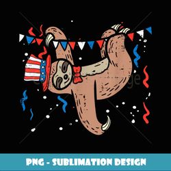 Hanging Sloth American Flag USA 4th Of July Fourth Animal - Elegant Sublimation PNG Download