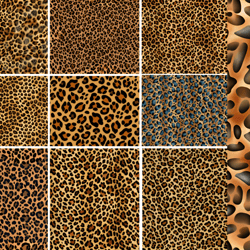 Leopard seamless pattern. Leopard print seamless pattern. Set of 10 seamless leopard patterns. Digital paper with animal