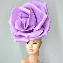 Large flower fascinator wedding headband, giant vertical rose on hairband, Kentucky Derby hat, Bride bridal hair clip