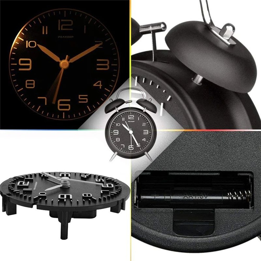 Vintage Twin Bell Loud Alarm Clock Metal Desk Clock 8