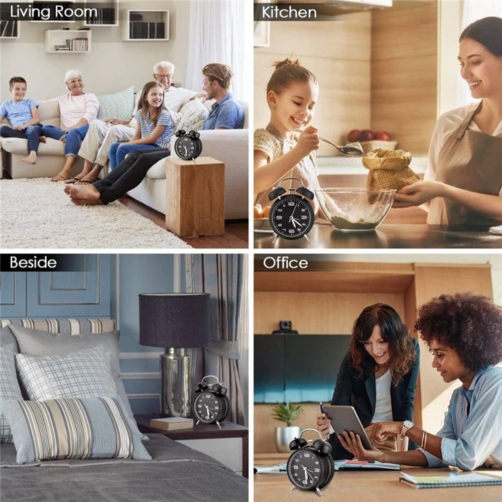 Vintage Twin Bell Loud Alarm Clock Metal Desk Clock 10