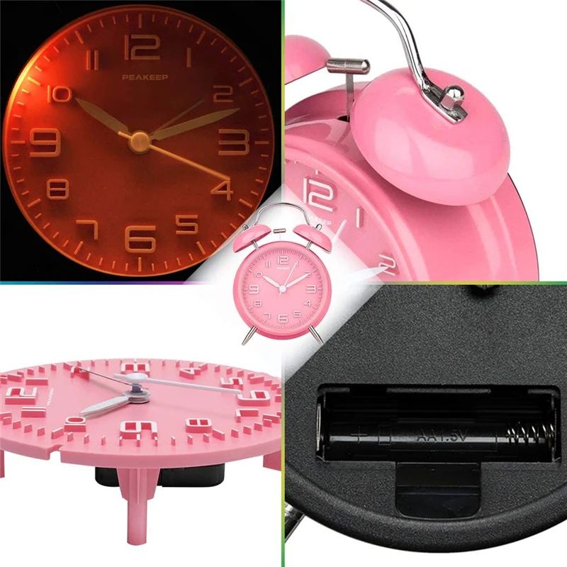 Vintage Twin Bell Loud Alarm Clock Metal Desk Clock 13