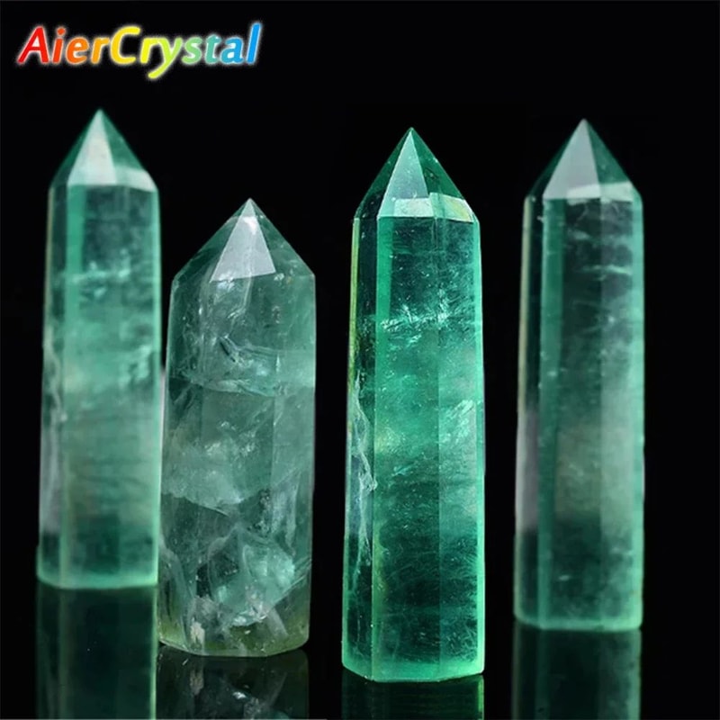 Natural Green Fluorite Crystal Wand Obelisk Healing Stone 2