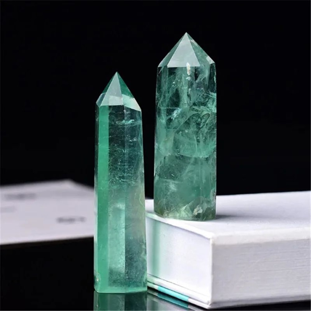 Natural Green Fluorite Crystal Wand Obelisk Healing Stone 7