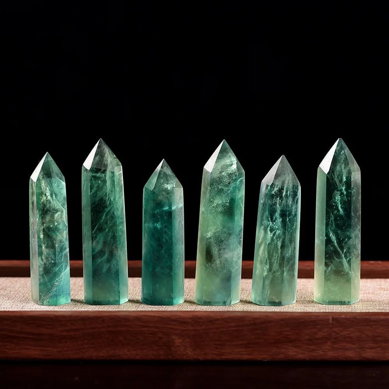 Natural Green Fluorite Crystal Wand Obelisk Healing Stone 8