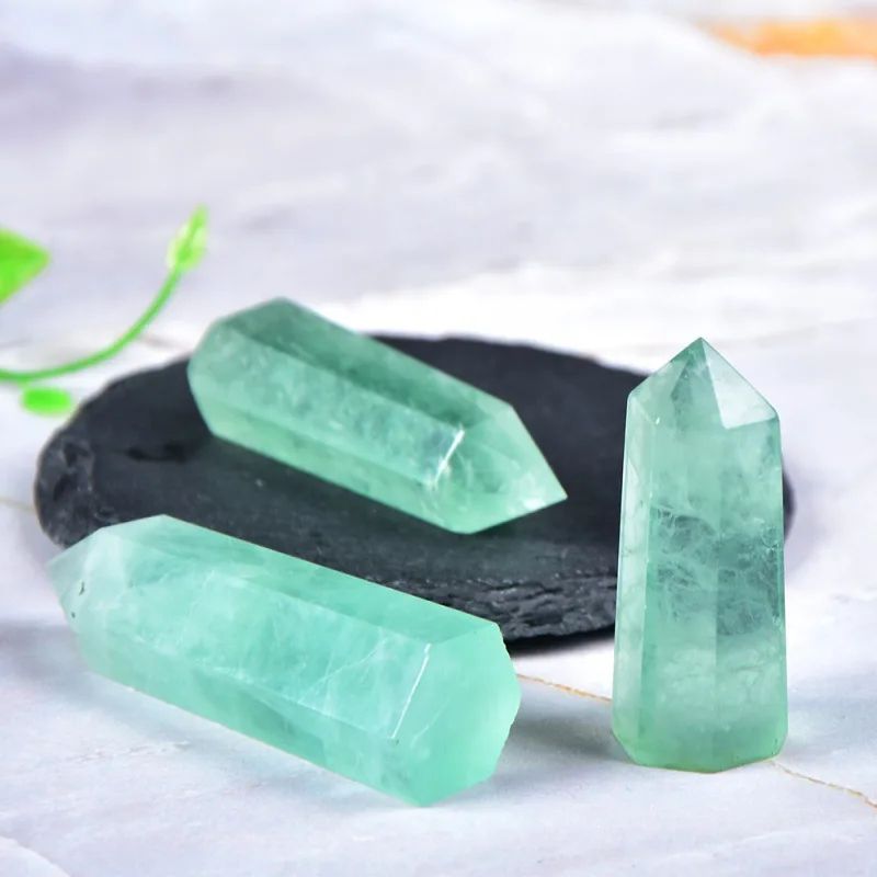 Natural Green Fluorite Crystal Wand Obelisk Healing Stone 9