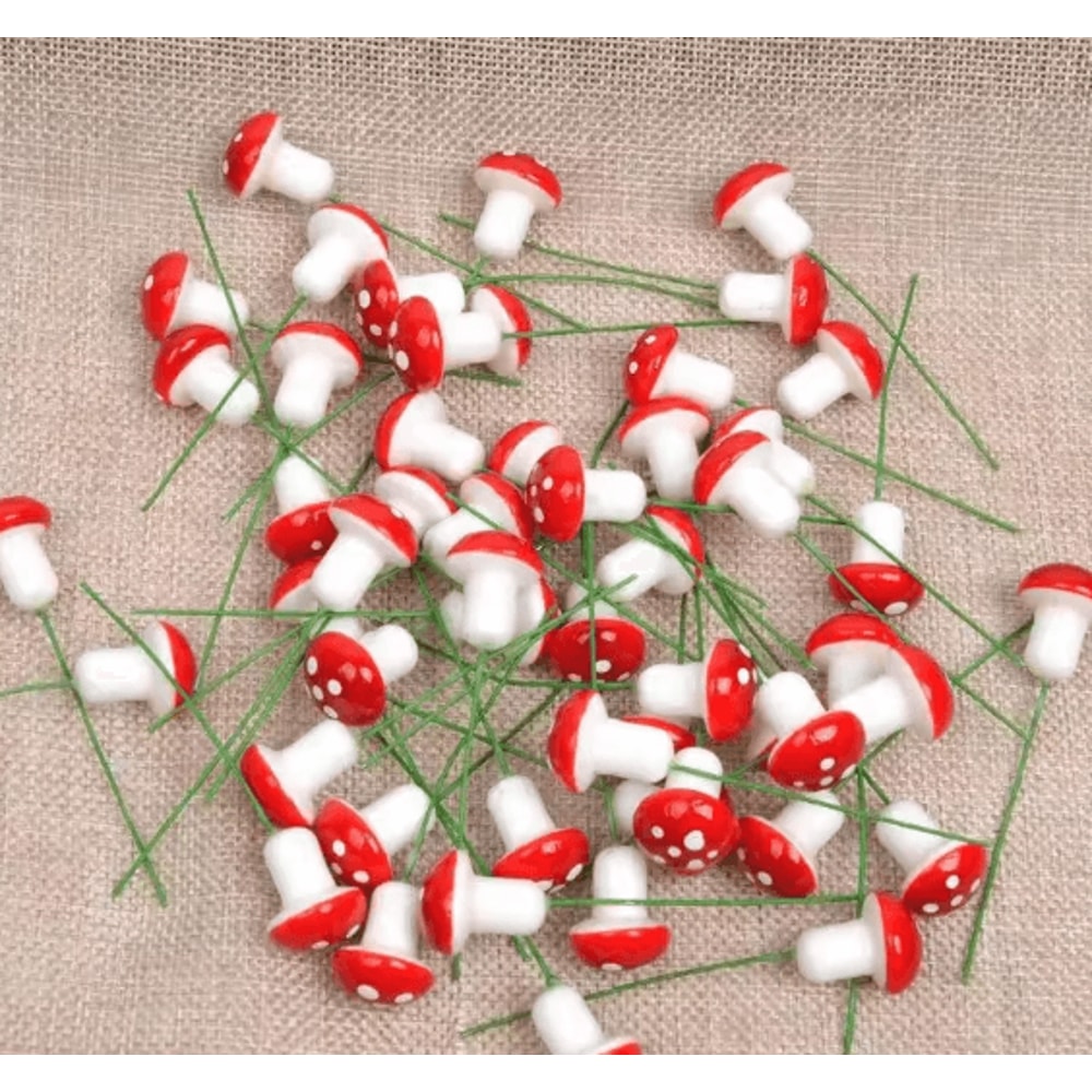 Mini Mushroom Fairy Garden Decor Set Red Foam Miniatures For DIY Micro Landscape Bonsai Decoratio 4