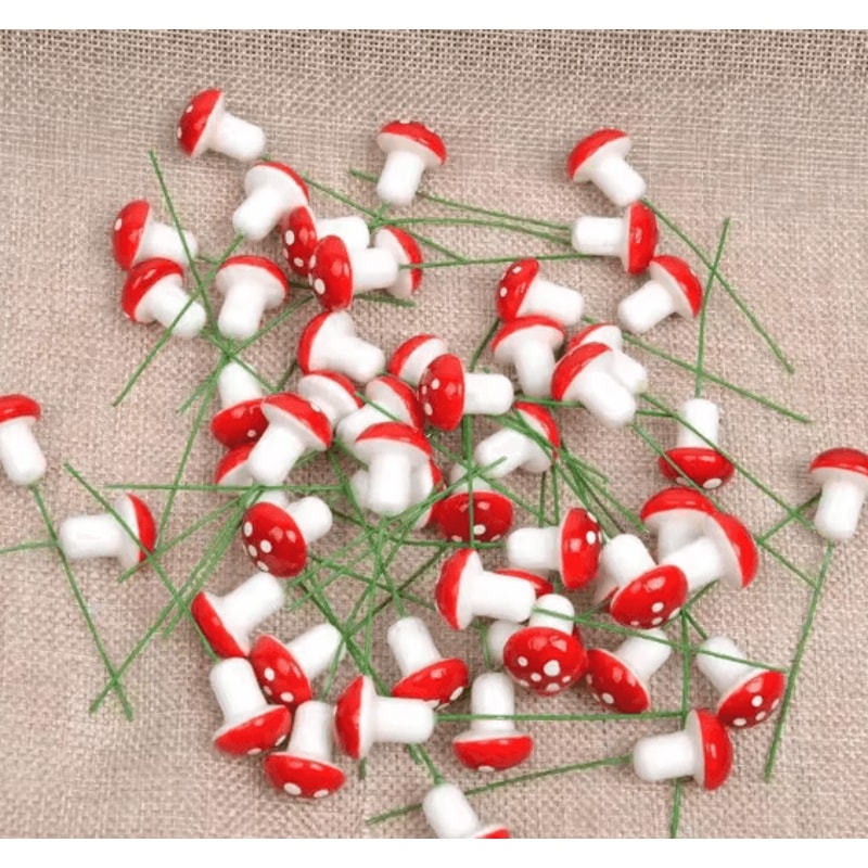 Mini Mushroom Fairy Garden Decor Set Red Foam Miniatures For DIY Micro Landscape Bonsai Decoratio 4