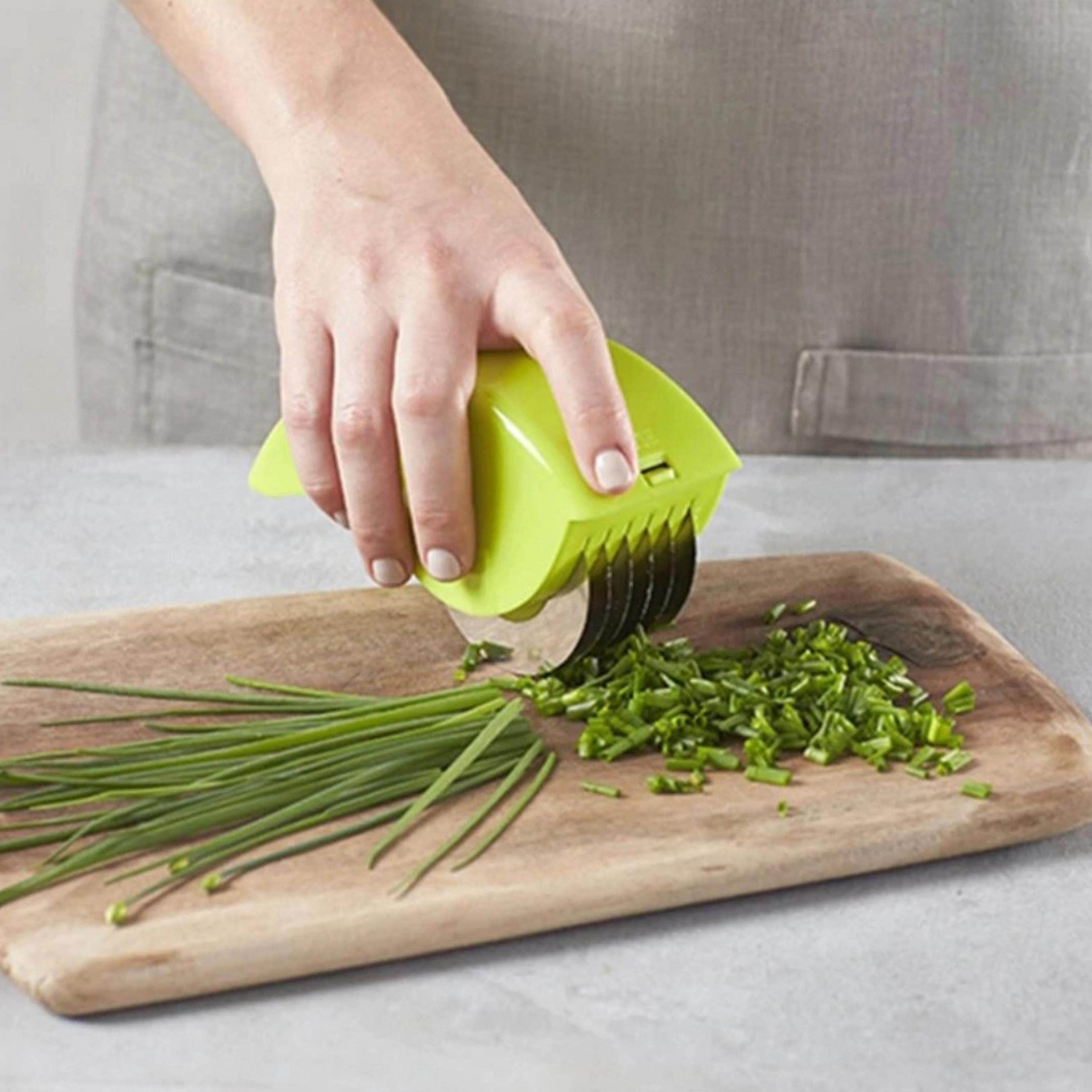 6 blade stainless steel kitchen herb chopper roller