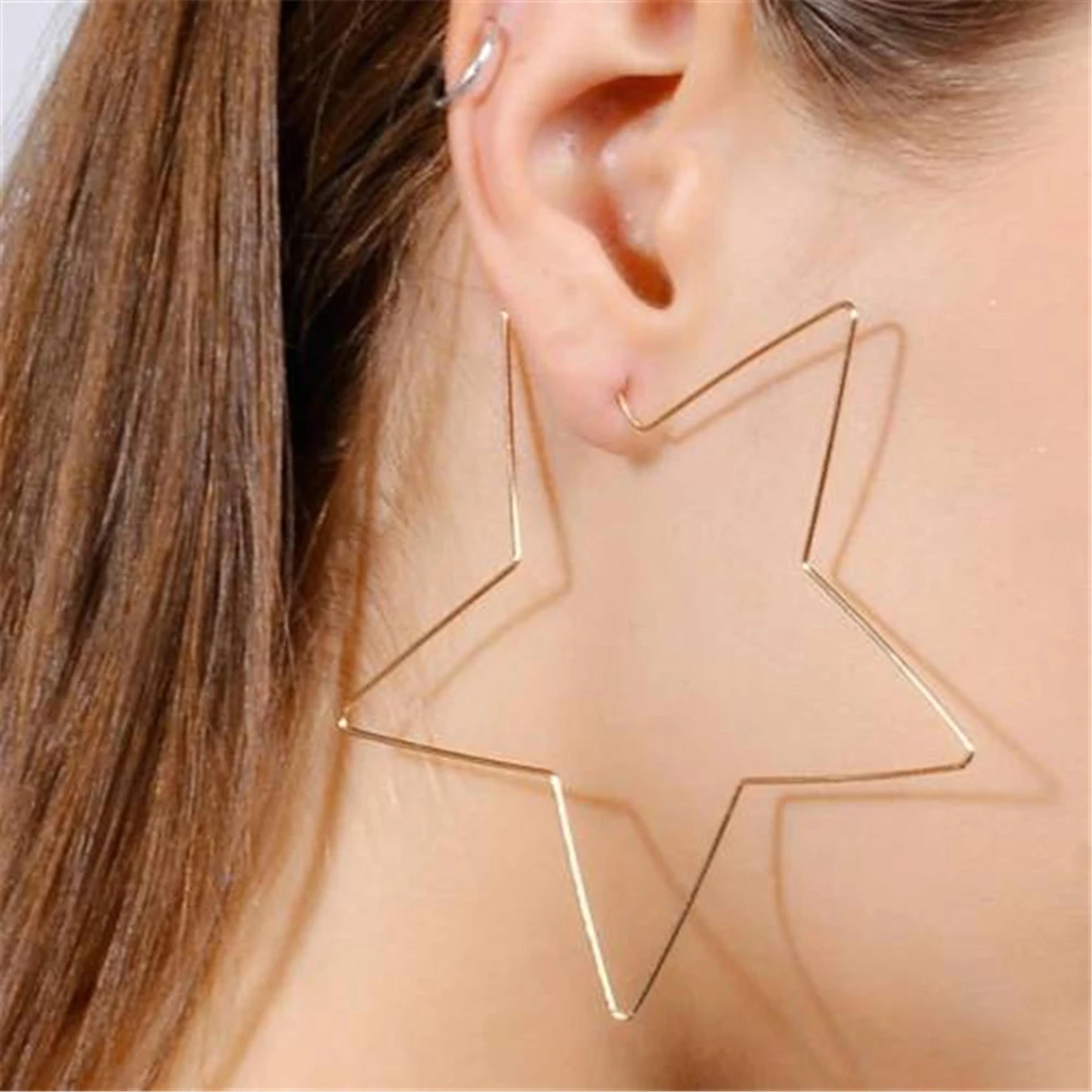 zinc alloy star shaped hoop earrings