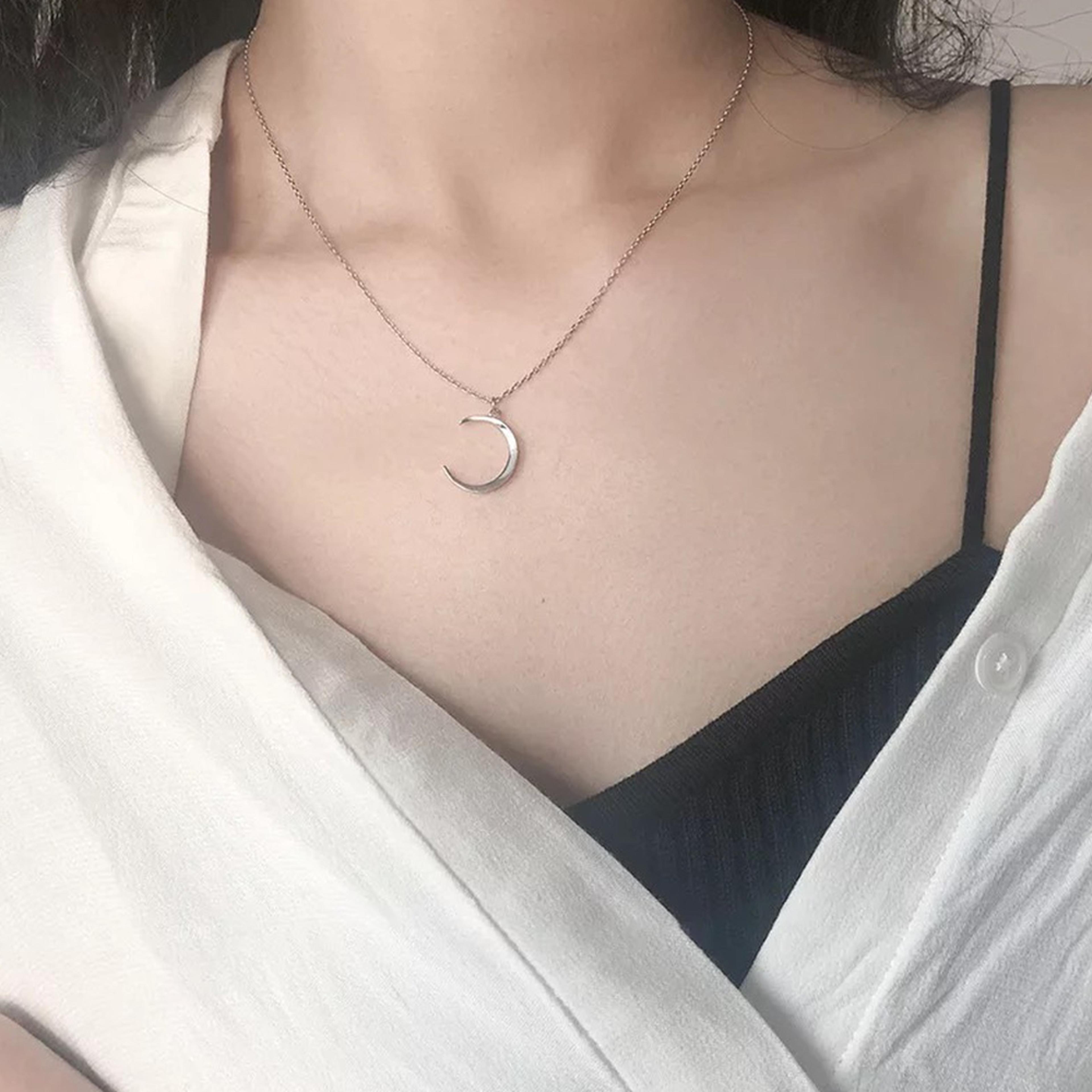 gold & silver crescent moon necklace