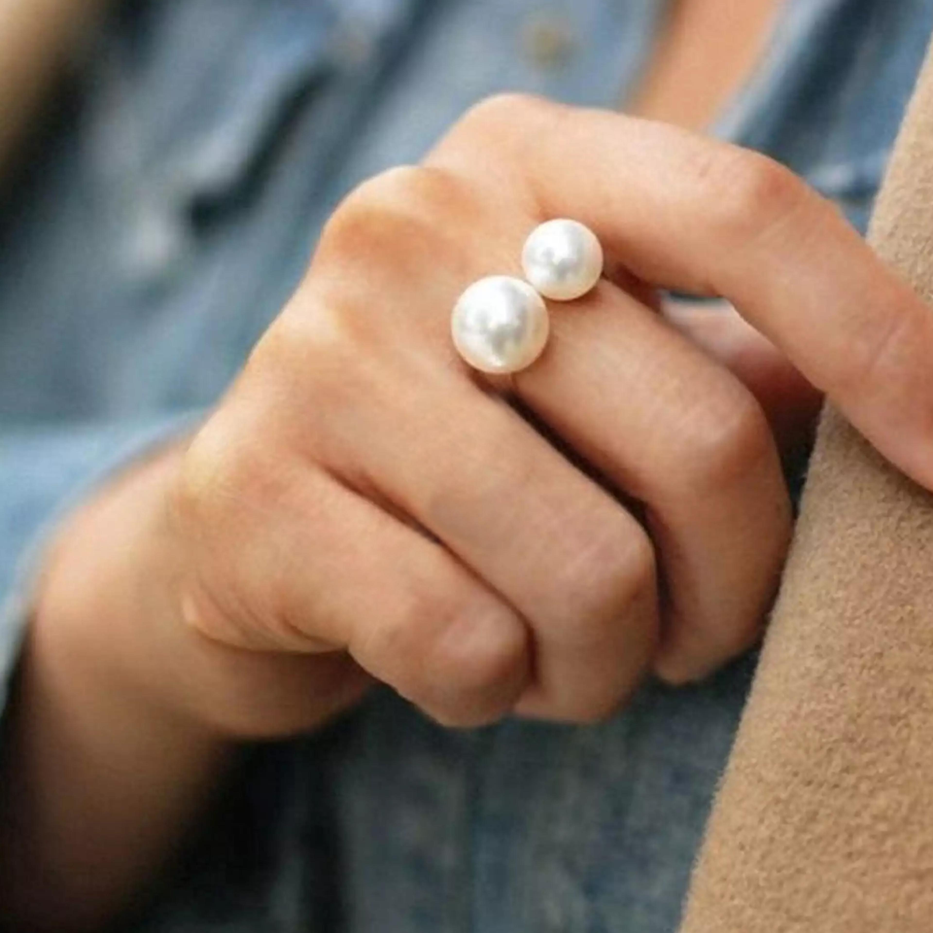 double pearl ring for women