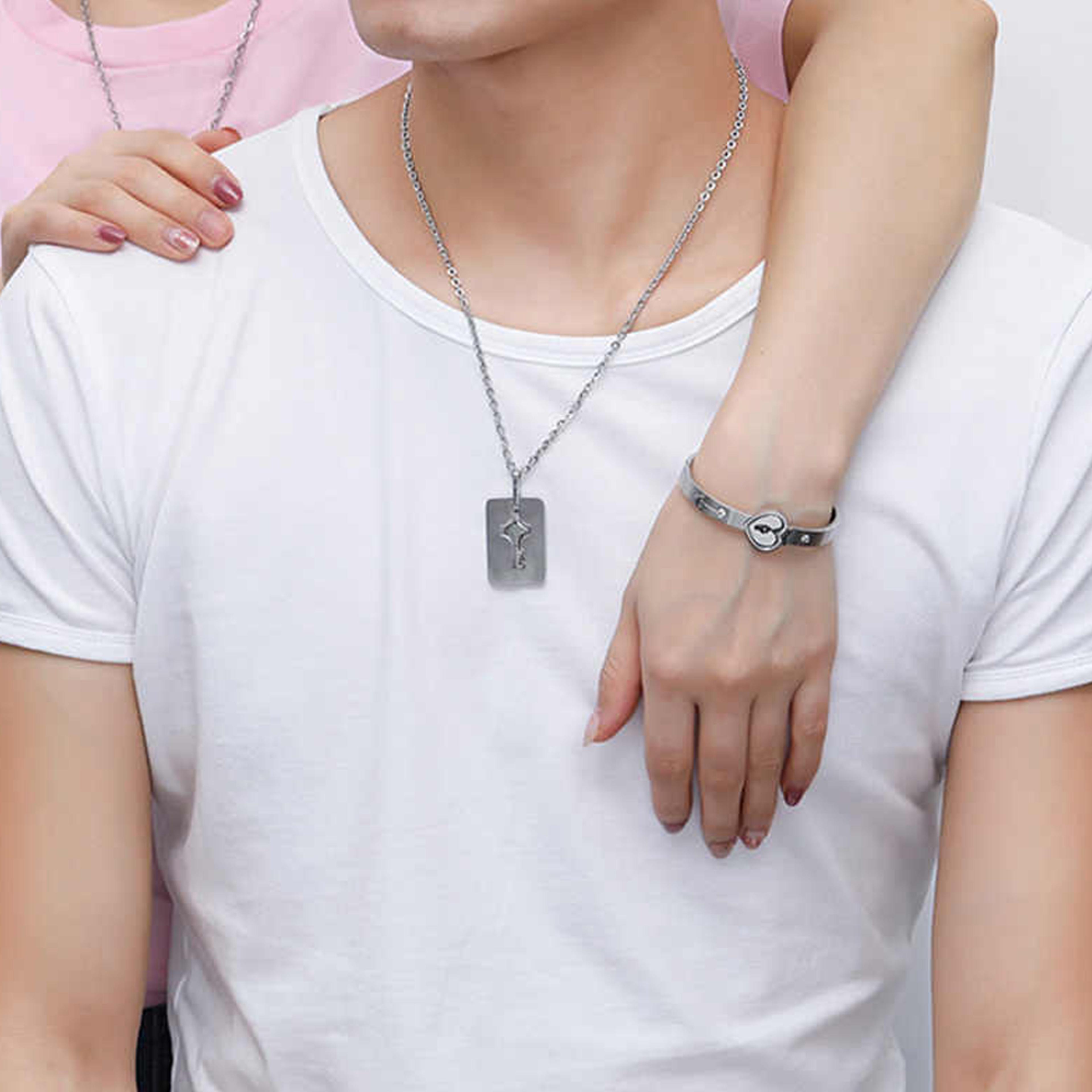 heart lock bracelet with key necklace