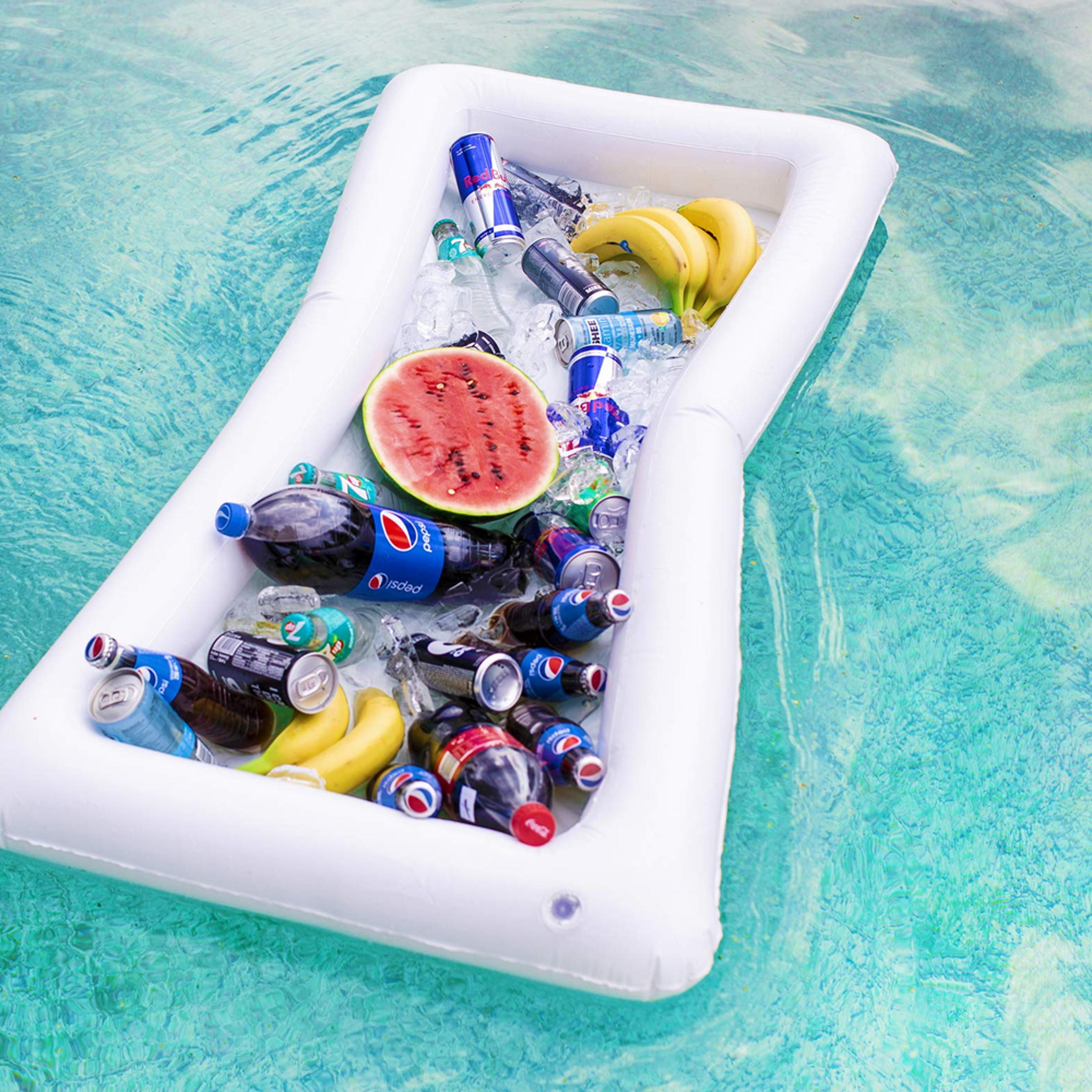 inflatable buffet cooler tray with drain for parties, tailgating & camping